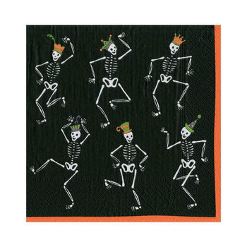 Caspari Cocktail Napkins: Dancing Skeletons - Black